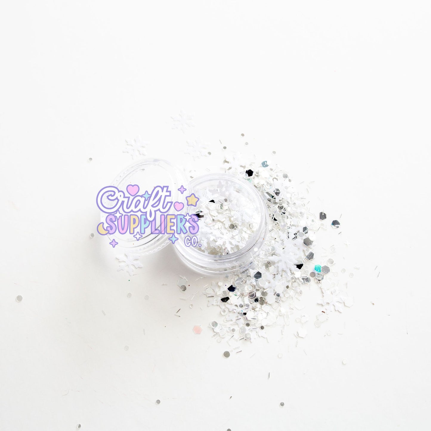 White Winterland Chunky Glitter Mix | Snowflake Craft Glitter for Tumblers, Nails & DIY