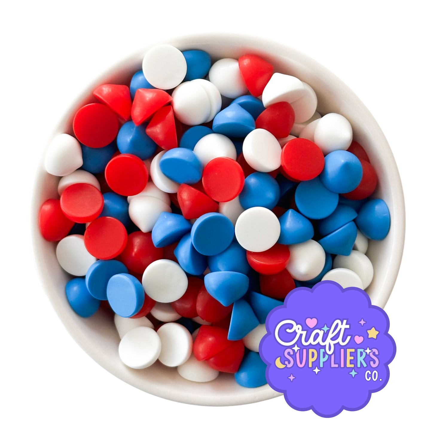 Patriotic Resin Chocolate Morsels | Red White Blue Fake Candy Charms | 24PCS
