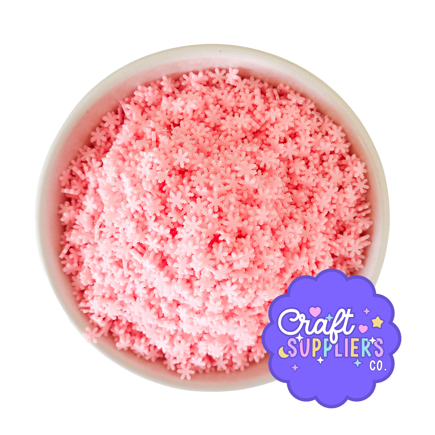 Pink Snowflake Polymer Clay Sprinkles | Faux Winter Sprinkle Mix for Slime & Crafts
