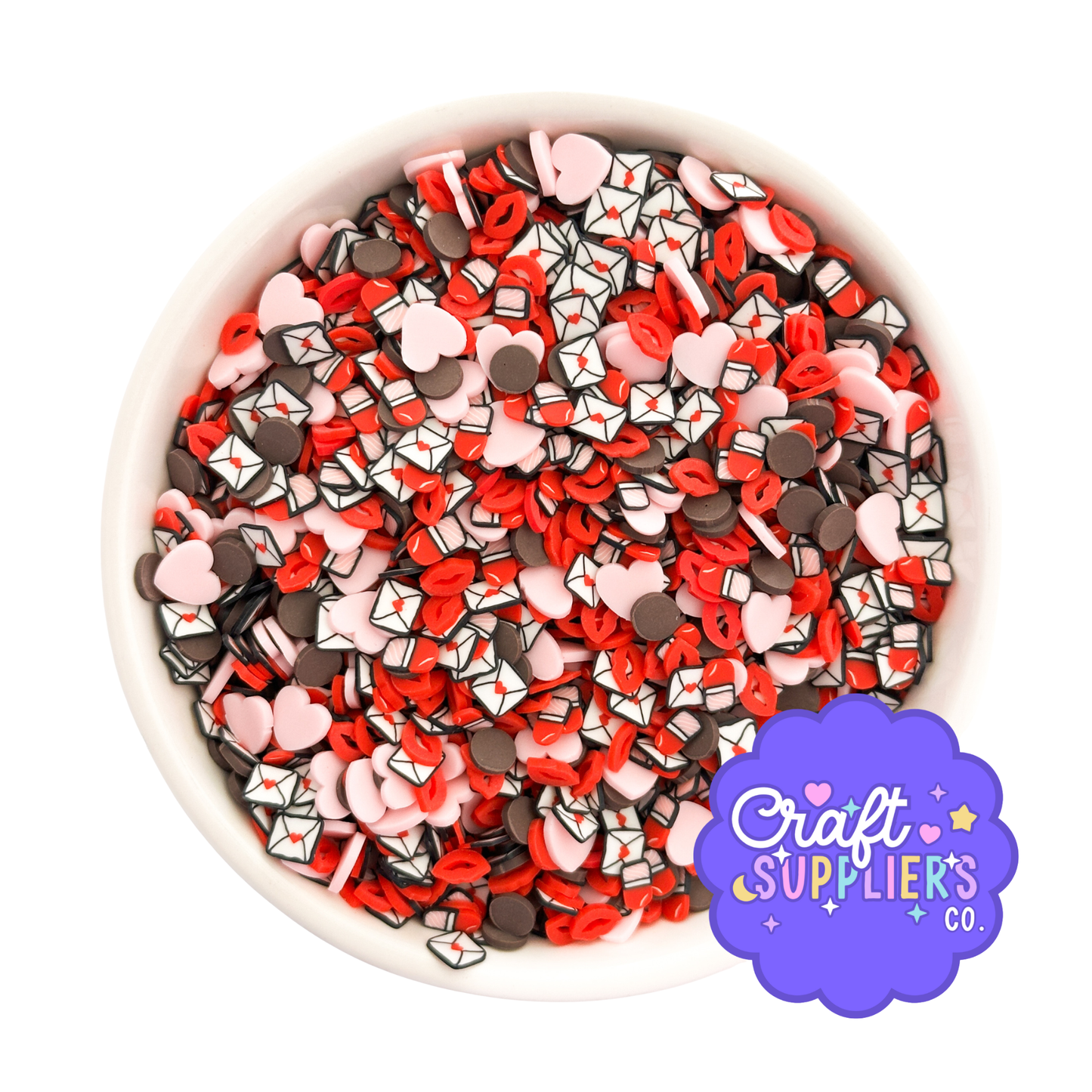 Valentine Polymer Clay Sprinkles | Love Letter, Heart, Lips, Faux Candy