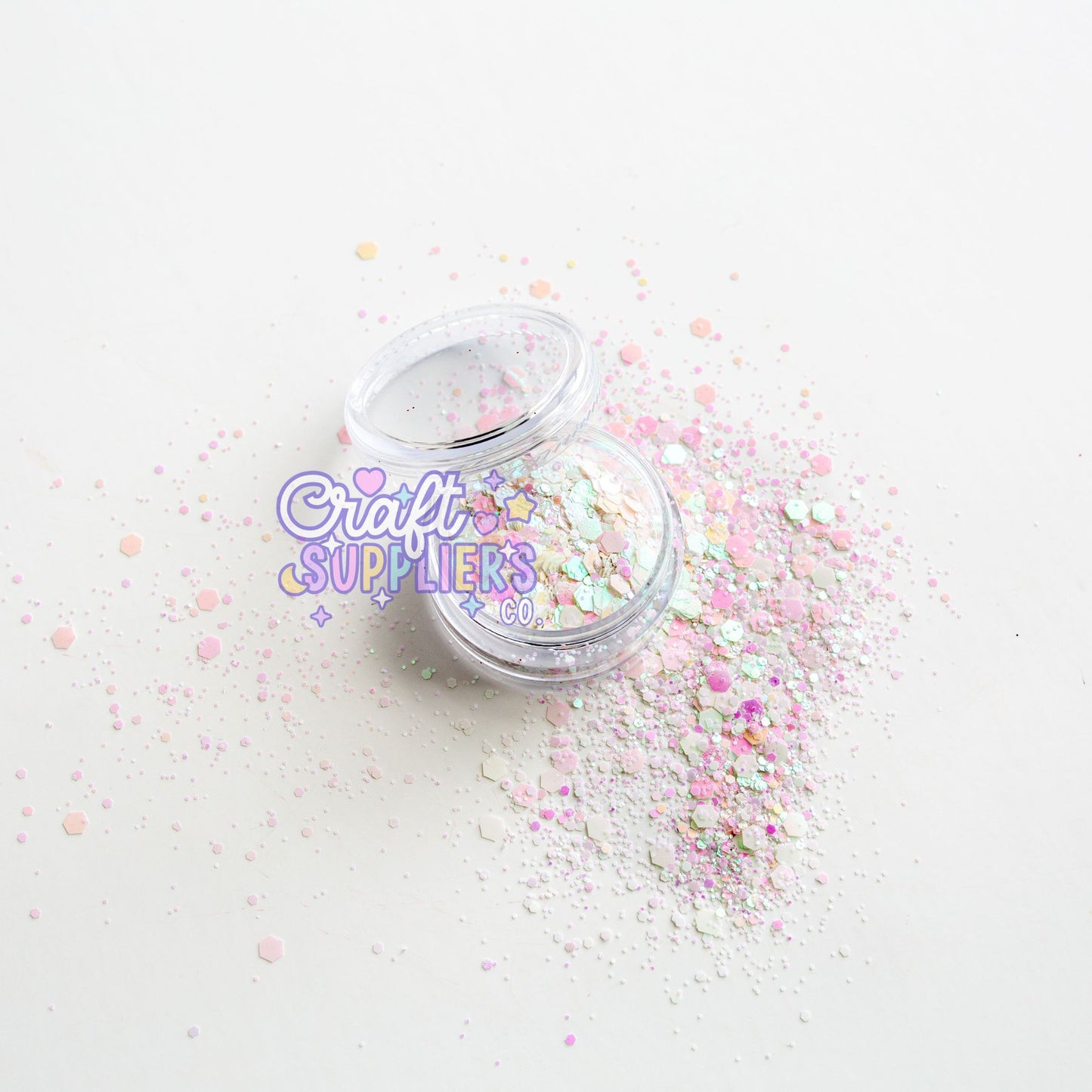 Iridescent Pink Chunky Glitter Mix | Pastel Sparkle Glitter for Tumblers, Nails & DIY