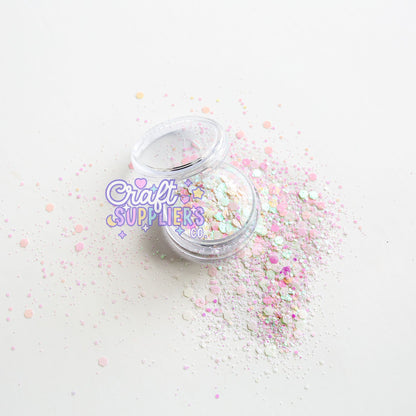 Iridescent Pink Chunky Glitter Mix | Pastel Sparkle Glitter for Tumblers, Nails & DIY