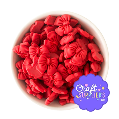 Red Bow Resin Flatback Cabochons – 4 Pieces