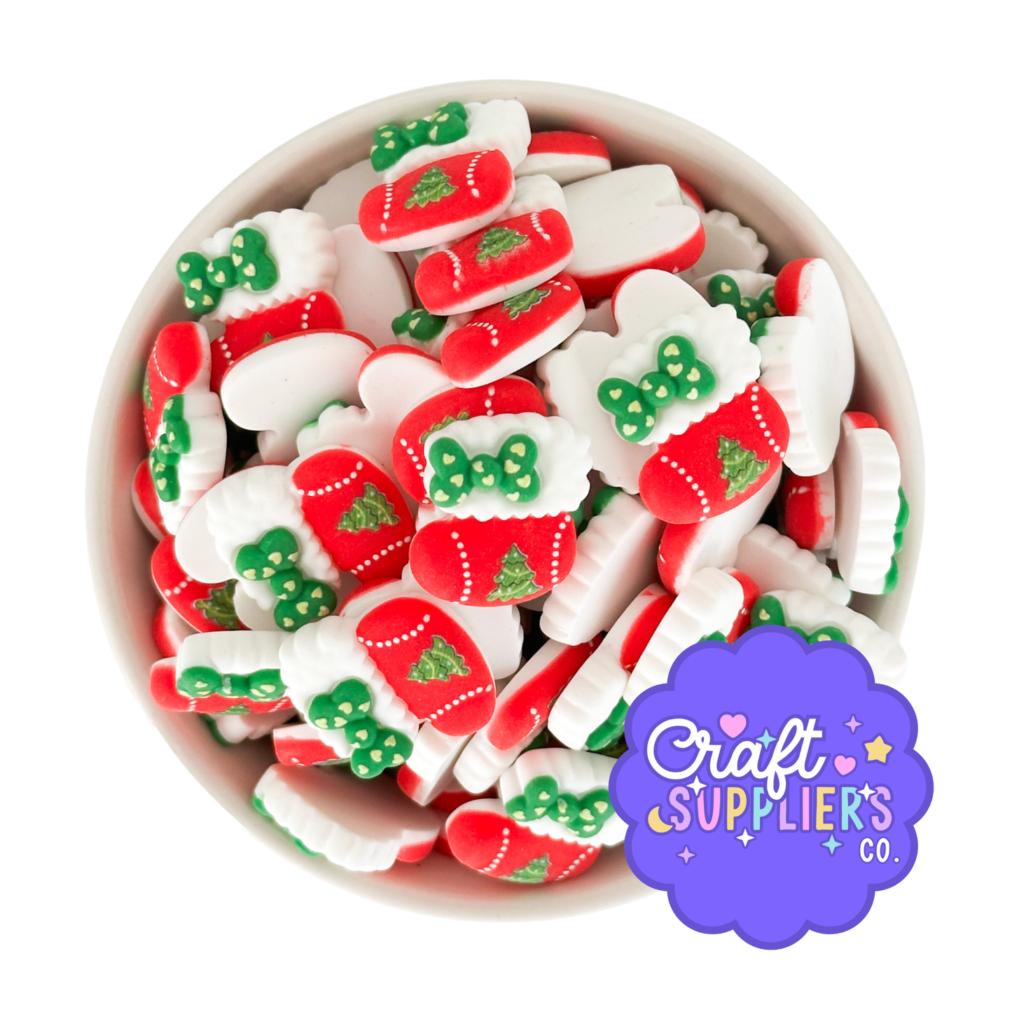 Christmas Stocking Flatback Cabochons | Holiday Resin Charms
