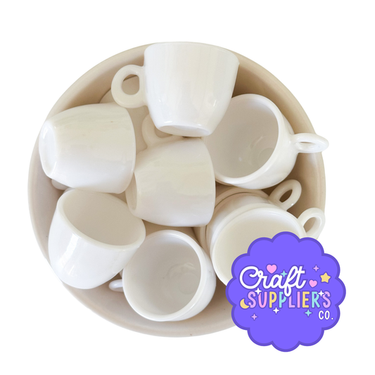 Mini White Mug Charms – Set of 3 Resin Flatback Cabochons