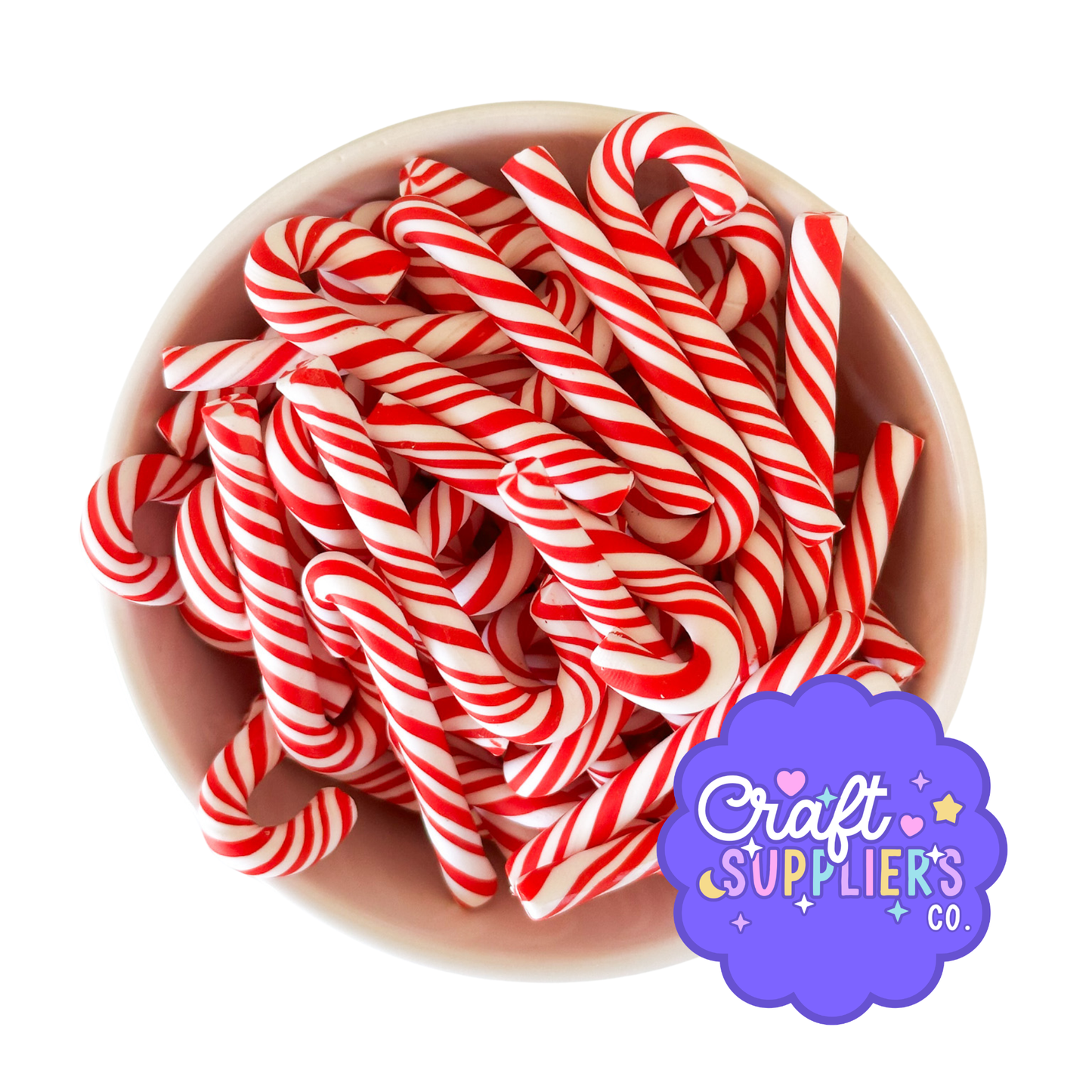 Candy Cane Polymer Clay Cabochons – Red & White Holiday Charms