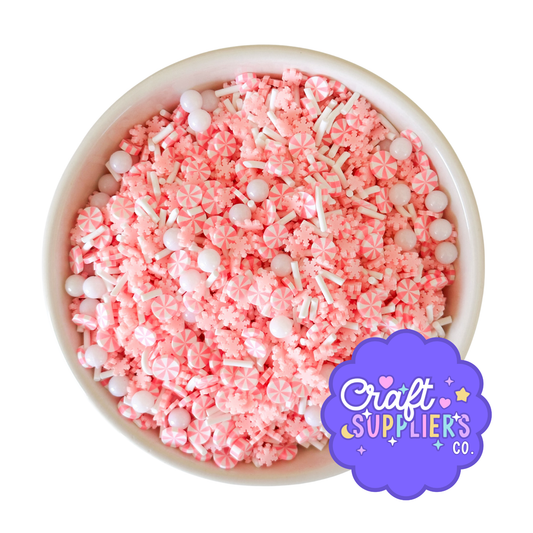 Pink Peppermint Polymer Clay Sprinkles | Faux Candy Mix for Slime, Resin & Crafts