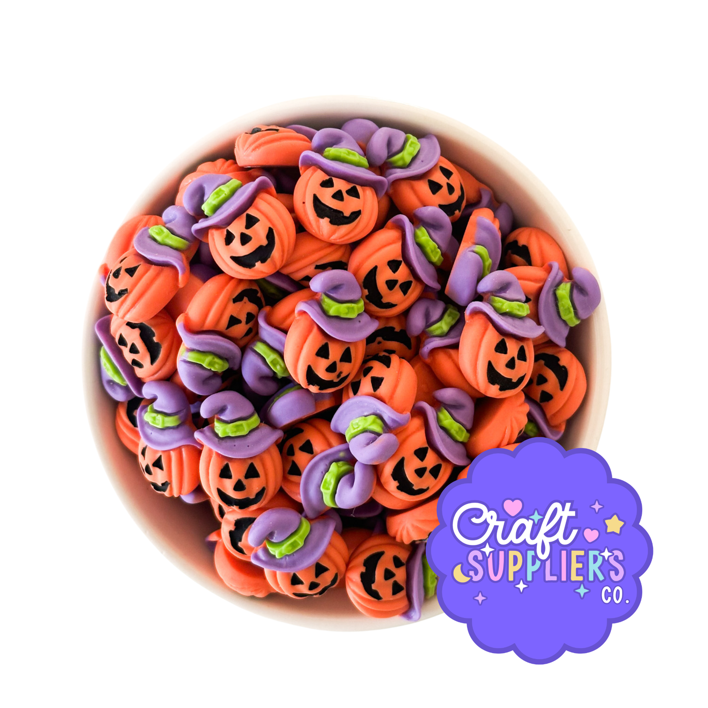 Jack O Lantern Witch Hat Resin Flatback Cabochons – Halloween Pumpkin Charms