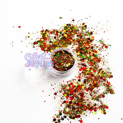 Santa Baby Chunky Glitter Mix | Red Green Gold Christmas Glitter for Tumblers, Nails & DIY
