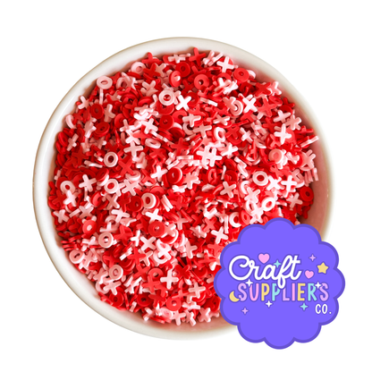 XOXO Polymer Clay Sprinkles – Red & Pink Valentine Faux Sprinkles