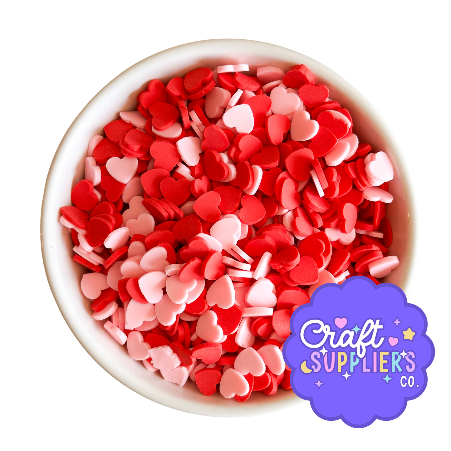 Pink & Red Heart Polymer Clay Sprinkles – 10MM Valentine Mix