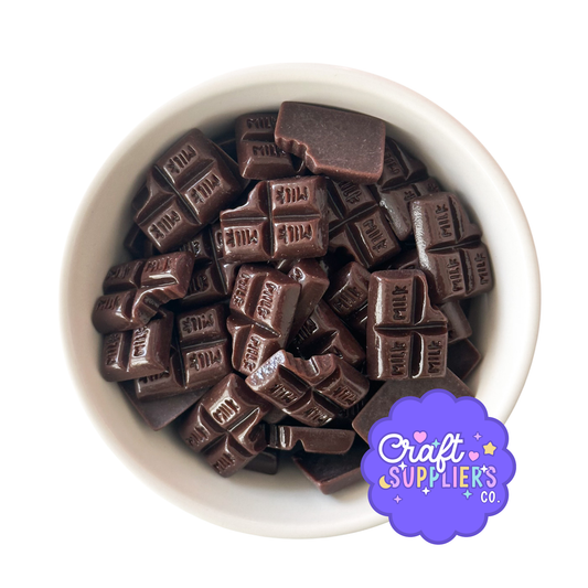Resin Dark Chocolate Bitten Bar Cabochons – Fake Bake Dessert Charms 6PCS