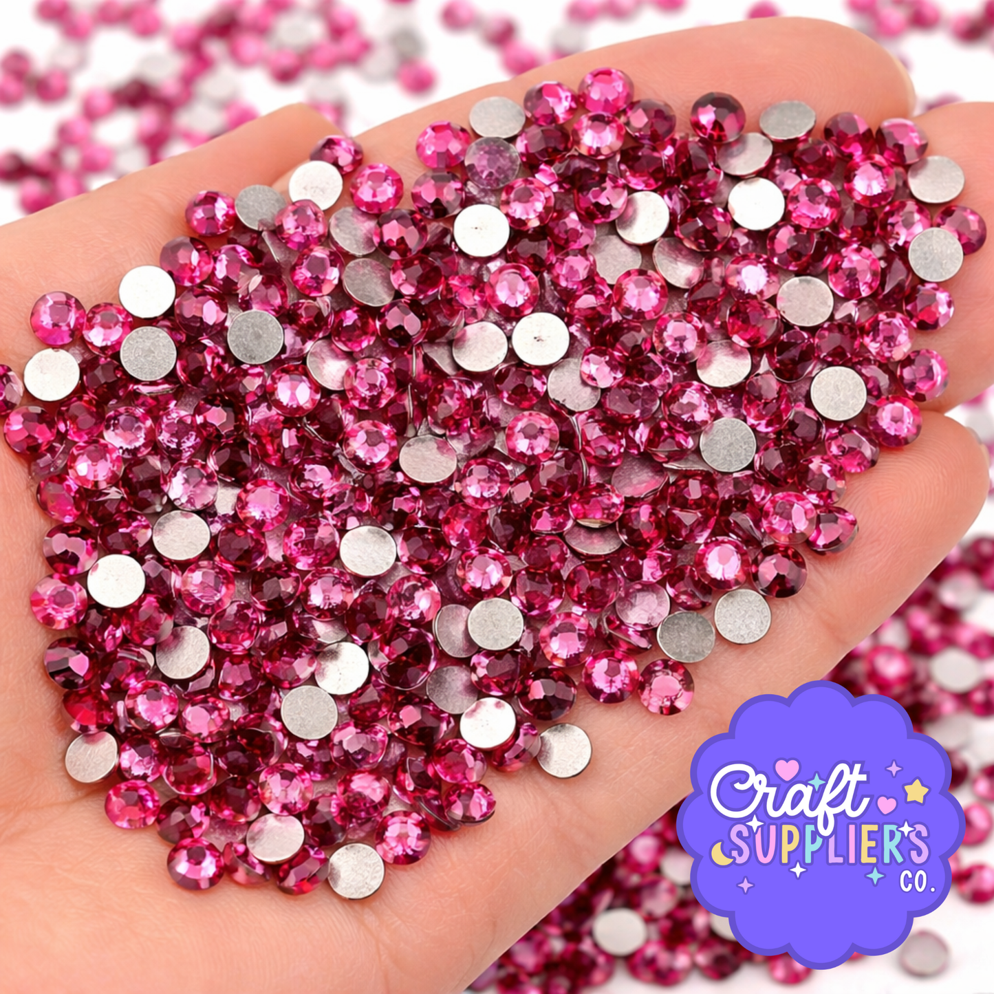 SS16 Hot Pink Glass Rhinestones Flat Back – 1440pcs Sparkling Gems