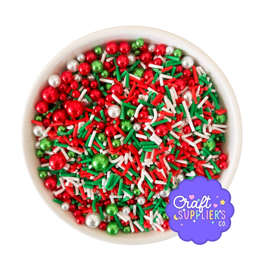 Faux Christmas Polymer Clay Sprinkle Mix Holiday Fake Bake Craft Embellishments