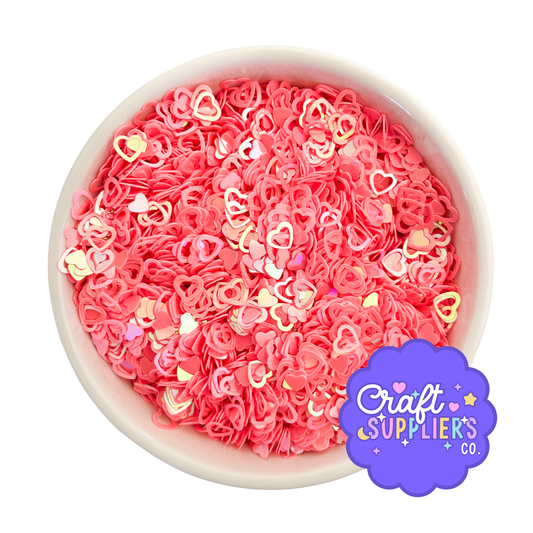 Pink Heart Sequins | 7mm Hollow PVC Confetti, Slime & Resin Supplies
