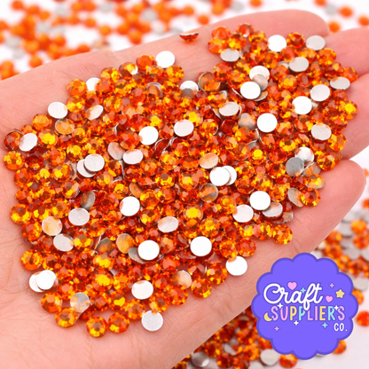 SS16 Orange Red Glass Rhinestones Flat Back – 1440pcs Sparkling Gems