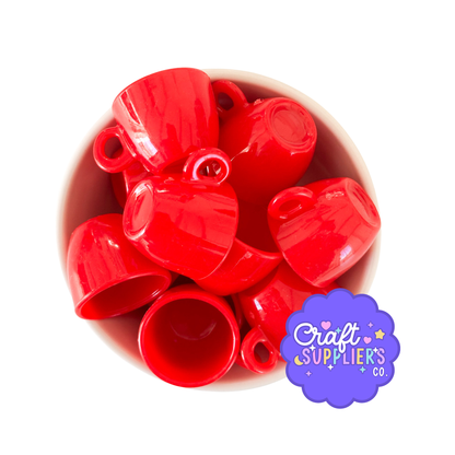 Set of 3 Mini Red Mugs, Mini Cups for Fake Bake Crafts