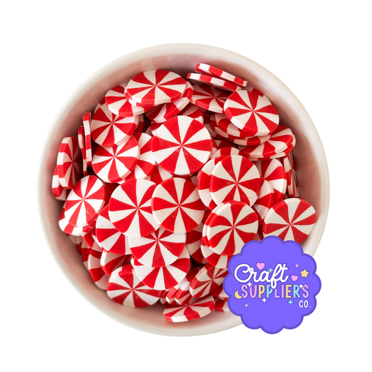 Peppermint Candy Cabochons, Red White Polymer Clay Peppermints, Fake Bake Supplies