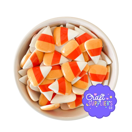 Candy Corn Resin Cabochons – Halloween Flatback Embellishments