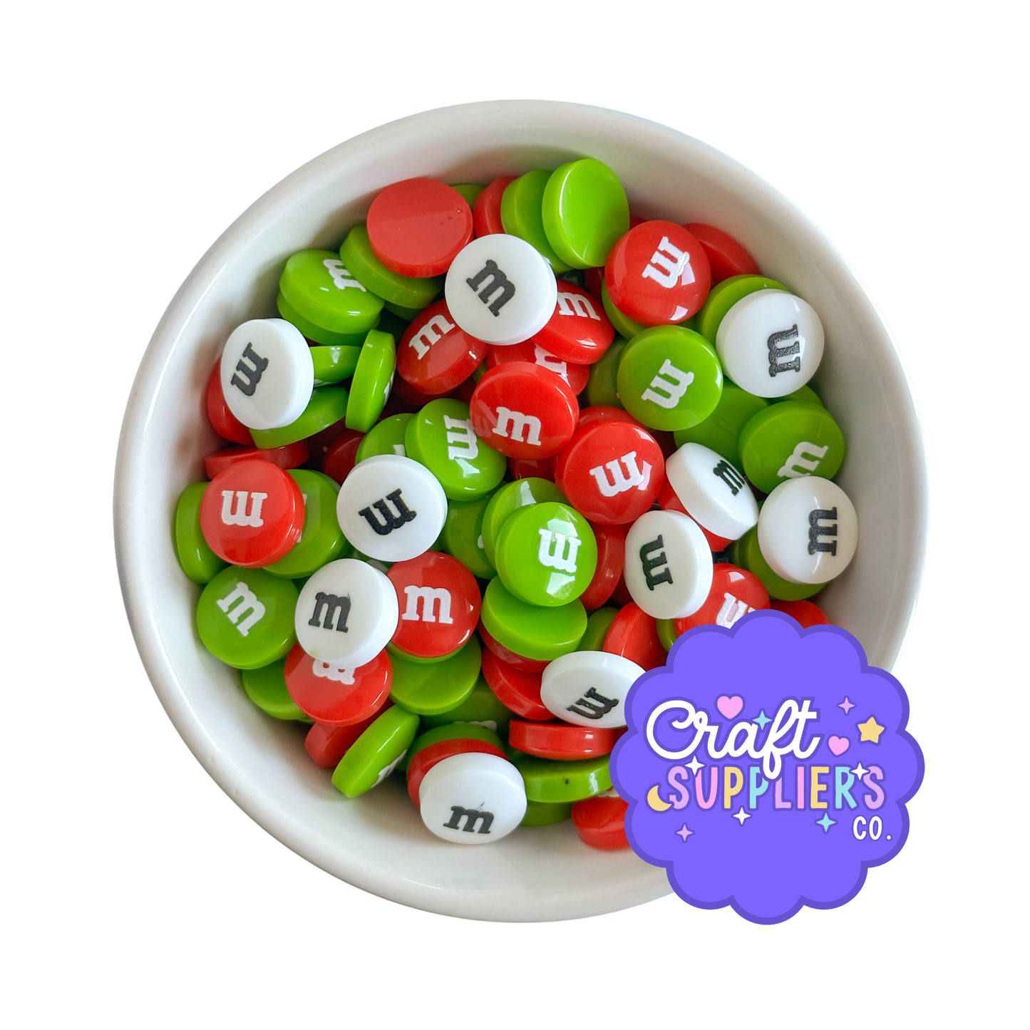 14MM Christmas Resin M&M Flatback Cabochons – Red Green White
