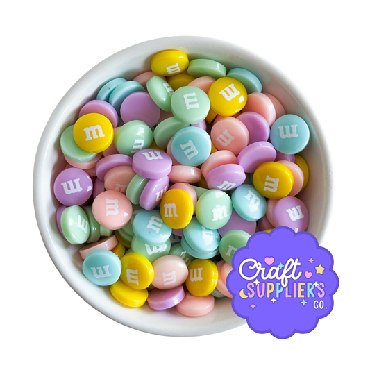 Easter Resin M&M Flatback Cabochons, 14MM Fake Candy