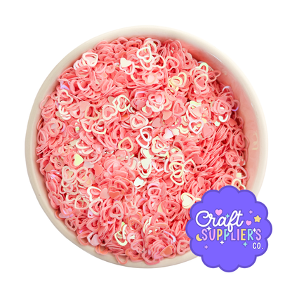 7mm Light Pink Hollow Heart PVC Sequins for Resin, Slime, Shaker Crafts