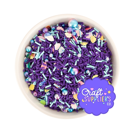 Mermaid Seashell Sprinkle Mix – Purple Ocean-Themed Fake Bake, Resin & Decoden Craft Embellishments