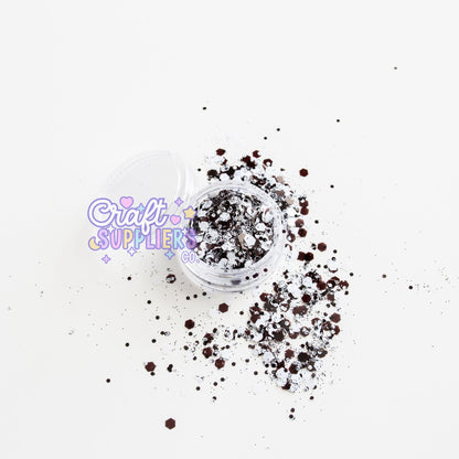 Salt & Peppa Chunky Glitter Mix | Black & White Glitter for Tumblers, Nails & DIY