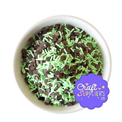 Chocolate Mint Polymer Clay Sprinkles, Fake Chocolate Chip Sprinkles