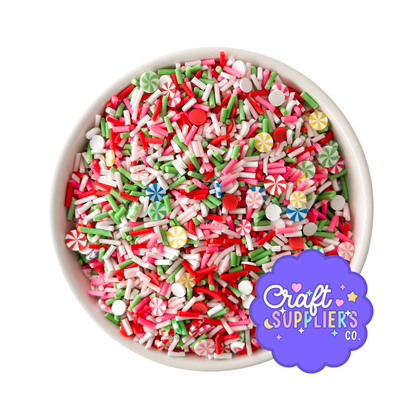 Christmas Peppermint Candy Polymer Clay Sprinkles, Holiday Craft Slime Toppings
