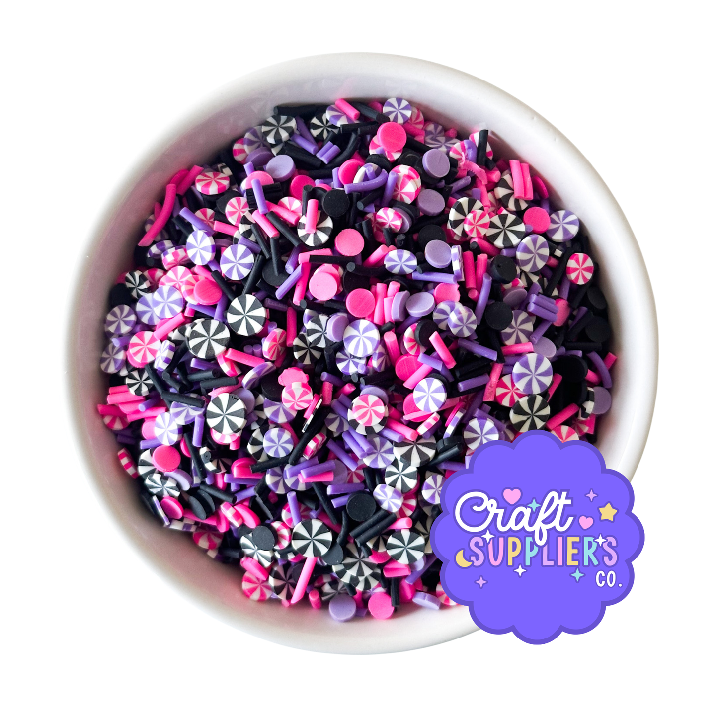 Halloween Peppermint Polymer Clay Sprinkle Mix – Pink, Purple & Black Faux Sprinkles