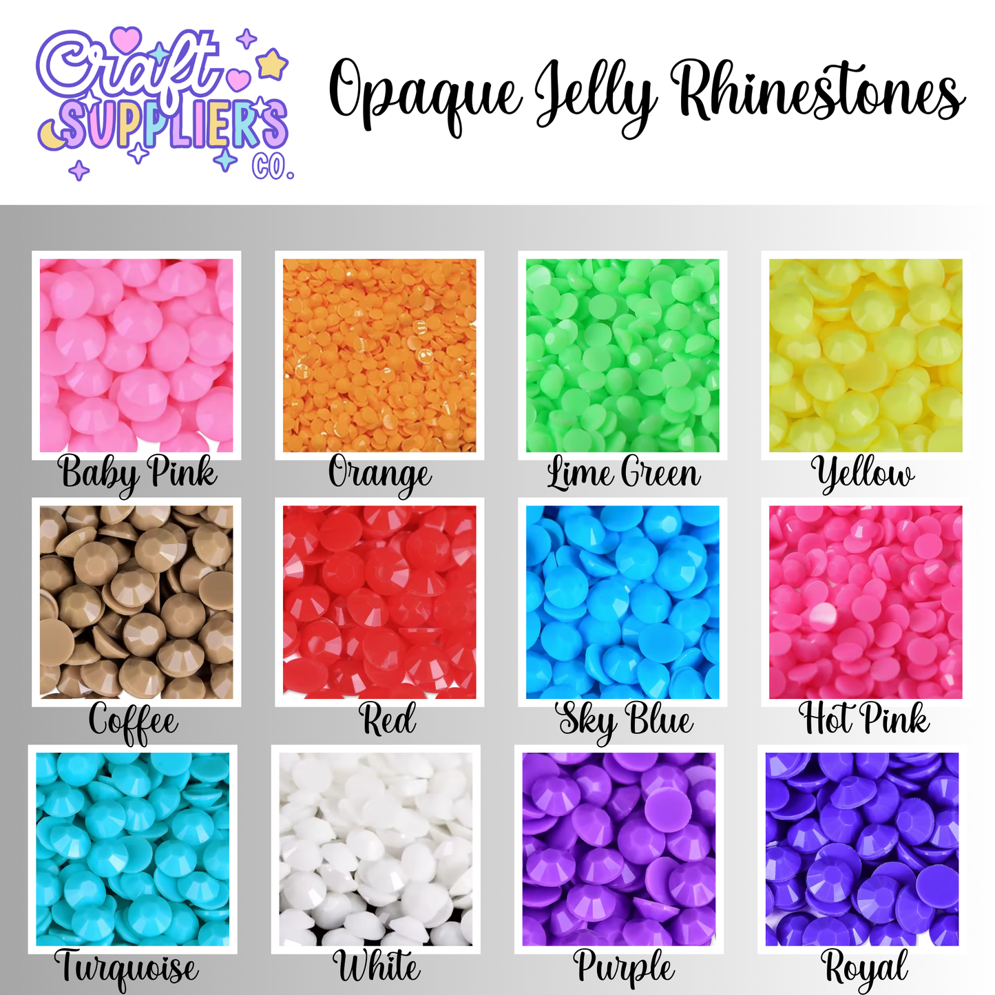 Opaque Jelly Rhinestones Flatback (3mm) | 20g & 100g Resin Rhinestones – Multiple Colors