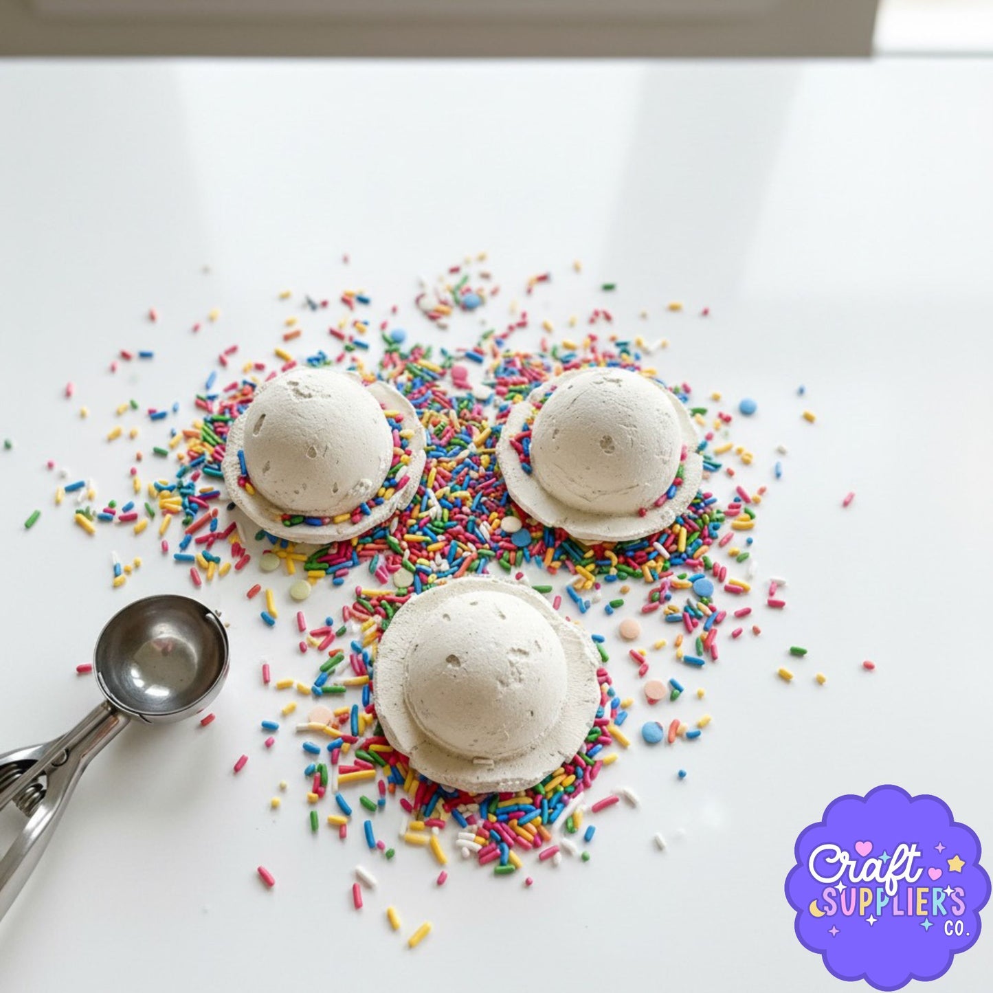 Unpainted Faux Ice Cream Scoop – 3" Plaster Craft Blank, DIY Project