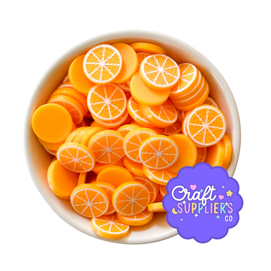 Realistic Orange Slice Resin Cabochons – Citrus Fruit Craft Embellishments (0.75in)
