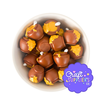 Hunny Pot Cabochons, Honey Pot Resin Charms for Fake Bake Crafts