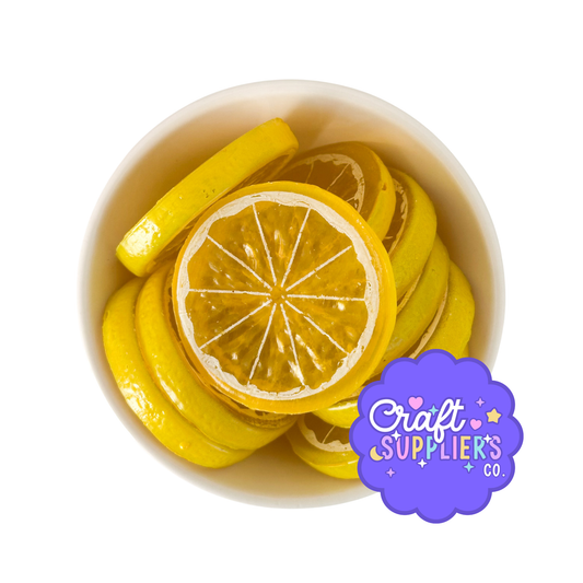 Yellow Lemon Slice Charms, Citrus Craft Embellishments, Fake Fruit Decor, Summer DIY Supplies
