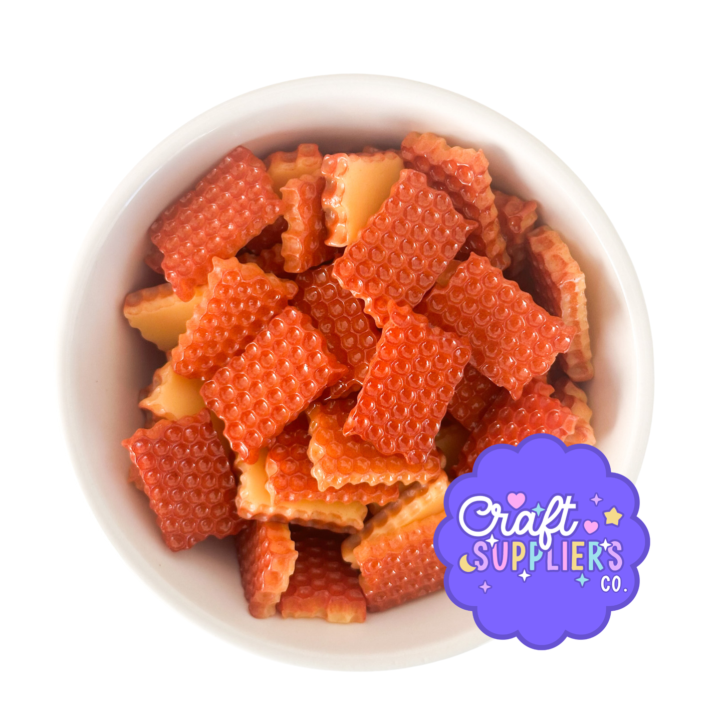 Resin Honeycomb Flatback Cabochons – Honeycomb Charms for Fake Bake Crafts, Bee Theme Decor, Scrapbooking & DIY Embellishments