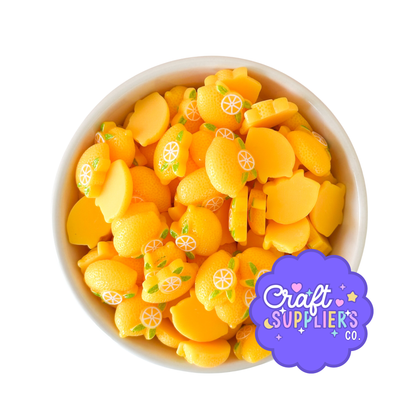 Resin Lemon Cabochons: Flat Back Fruit Charms for Crafts (Approx. 1")