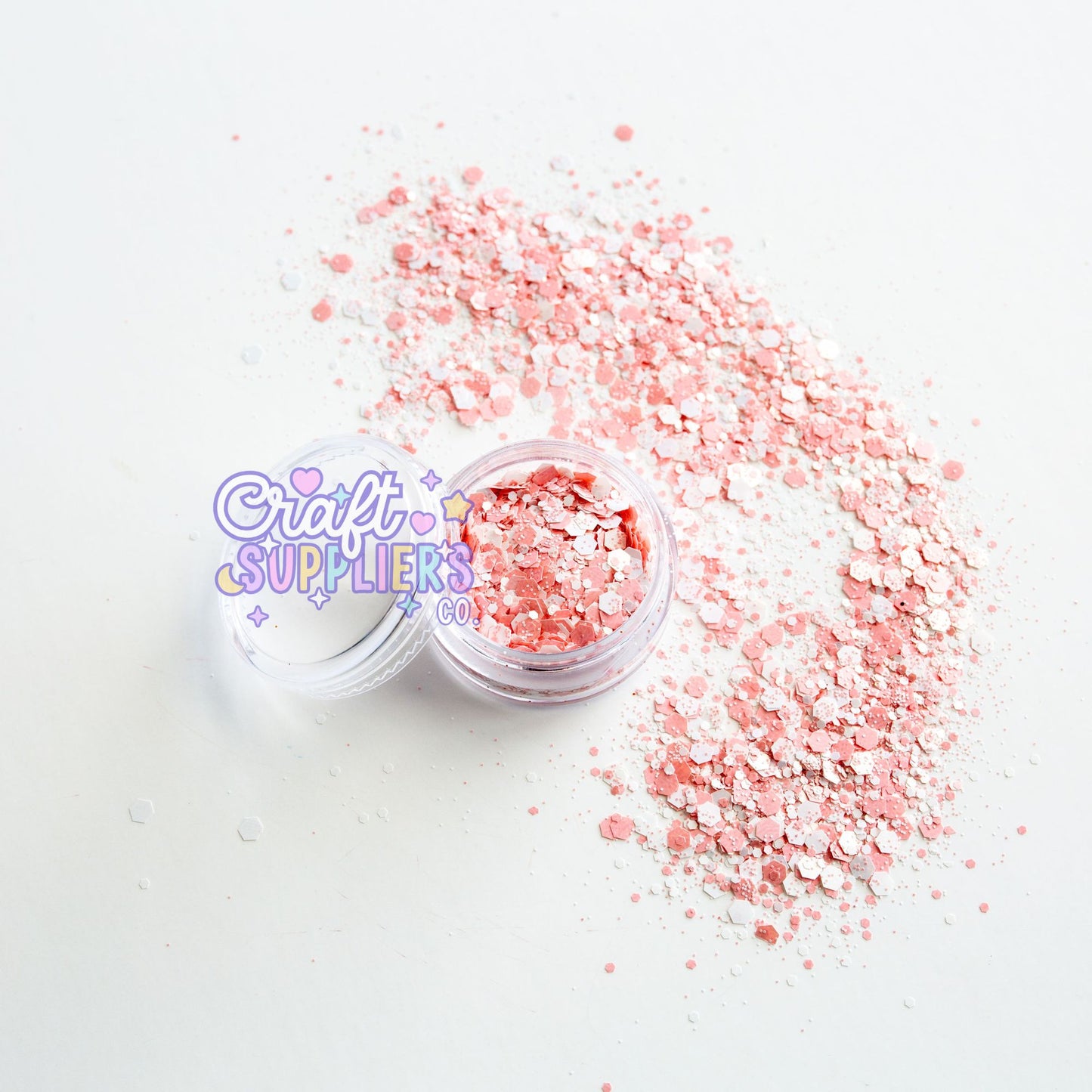 Tutu Chunky Glitter Mix | Pink & White Glitter for Tumblers, Nails & DIY Crafts