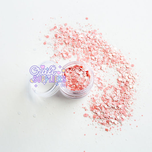 Tutu Chunky Glitter Mix | Pink & White Glitter for Tumblers, Nails & DIY Crafts