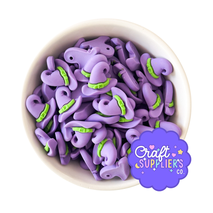 Purple Witch Hat Resin Flatback Cabochons Halloween Charms 4pcs 0.75 Inch Spooky Embellishments for Slime Bows Decoden DIY Crafts