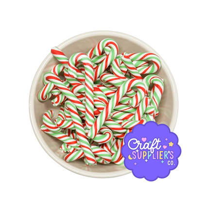 Christmas Candy Cane Polymer Clay Embellishments | Mini Candy Cane Charms for Fake Bake Crafts | 3, 6 or 12 Pieces