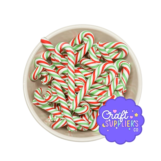Christmas Candy Cane Polymer Clay Embellishments | Mini Candy Cane Charms for Fake Bake Crafts | 3, 6 or 12 Pieces