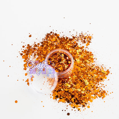 Bonfire Chunky Glitter Mix | Burnt Orange Glitter for Tumblers, Nails & DIY Crafts
