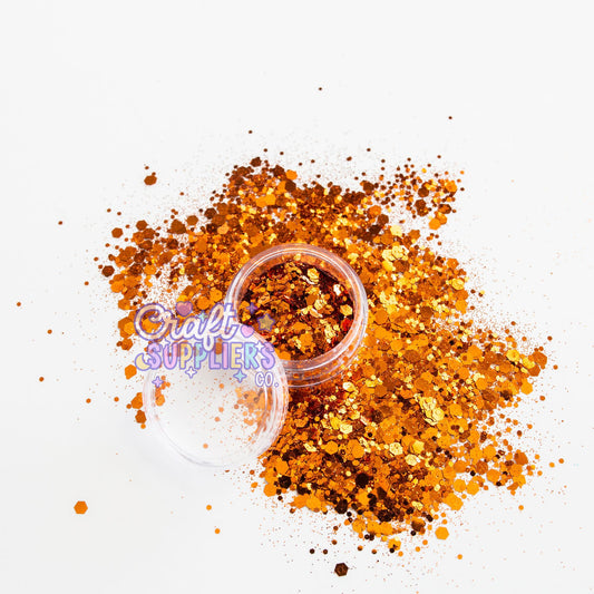 Bonfire Chunky Glitter Mix | Burnt Orange Glitter for Tumblers, Nails & DIY Crafts