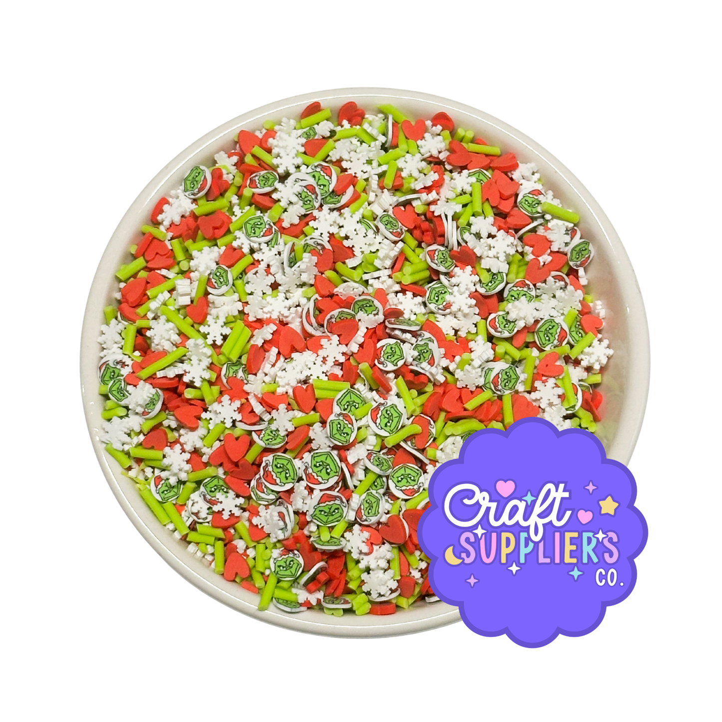 Grinch Inspired Polymer Clay Sprinkle Mix | 5mm Christmas Faux Sprinkles for Crafts, Slime & Fake Bake