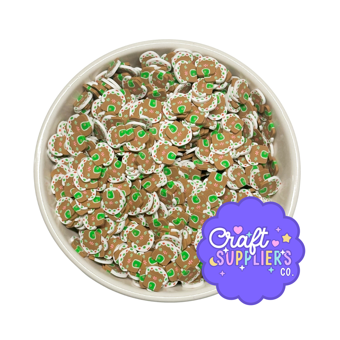 Gingerbread House Polymer Clay Sprinkles | 10mm Christmas Faux Sprinkles for Crafts