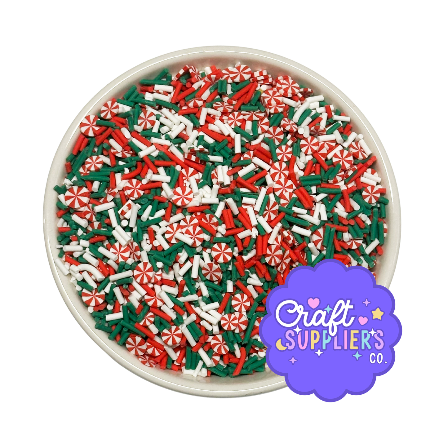 Peppermint Candy Polymer Clay Sprinkle Mix | 4-5mm Christmas Faux Sprinkles for Crafts, Slime & Fake Bake