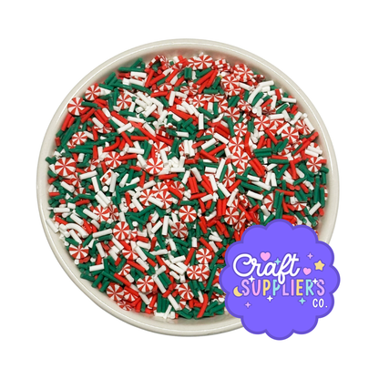 Peppermint Candy Polymer Clay Sprinkle Mix | 4-5mm Christmas Faux Sprinkles for Crafts, Slime & Fake Bake