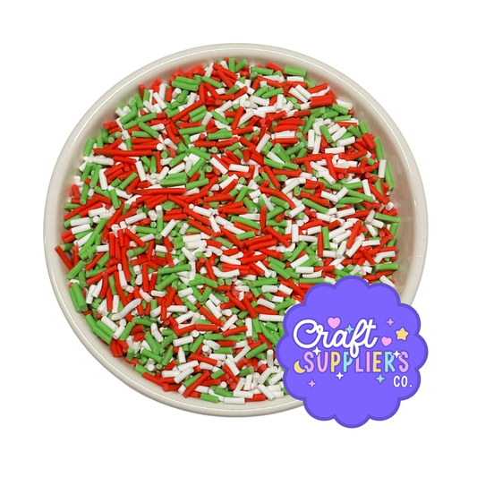 Christmas Sprinkle Rods | Polymer Clay Faux Sprinkles for Slime, Resin & Crafts